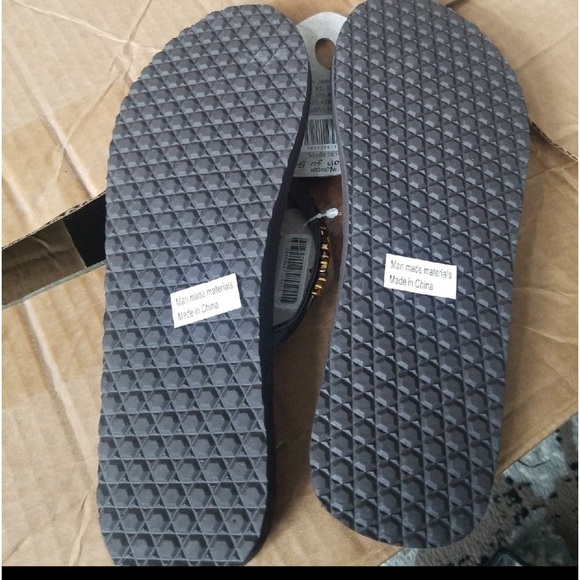 Flip Flop Sandals Brown Gold Size 9 - Picture 4 of 4